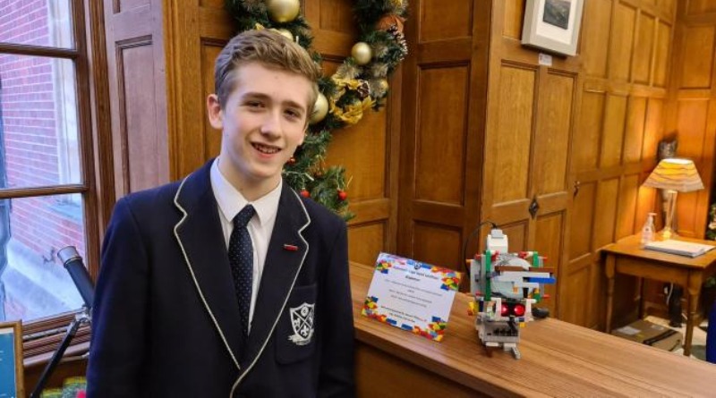 Schoolboy builds LEGO robot to dispense hand sanitiser