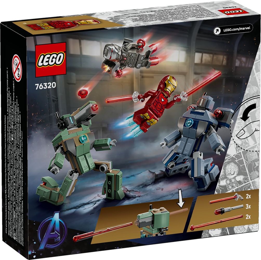LEGO Marvel 76320 Iron Man War Machine vs. Hammer Drones box back
