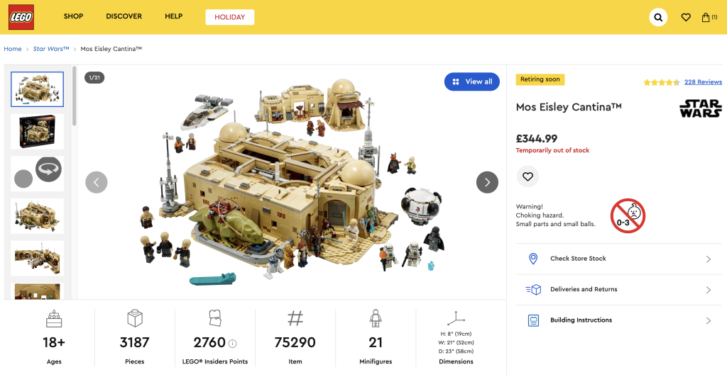 LEGO Star Wars 75290 Mos Eisley Cantina temporarily out of stock