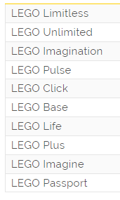 lego membership program names