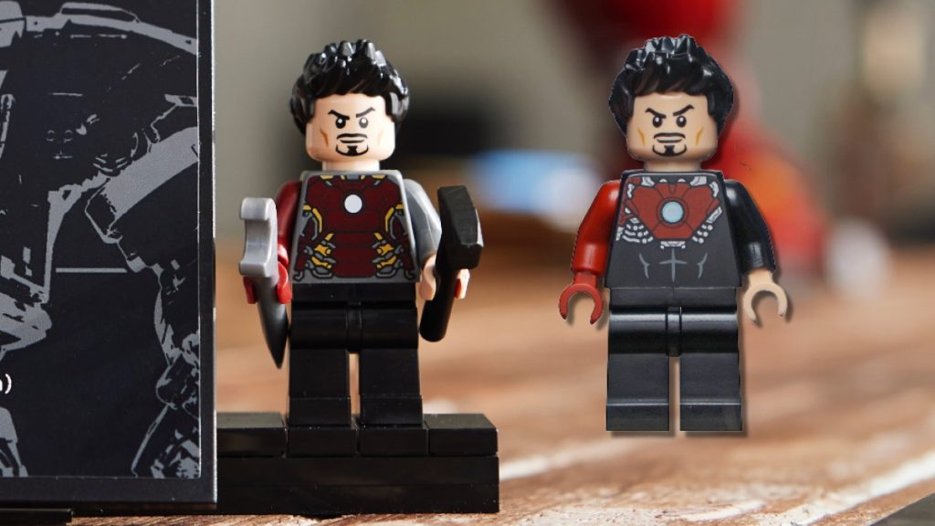 LEGO Marvel 76210 Hulkbuster 40334 Avengers Tower Tony Stark minifigure comparison 1024x576