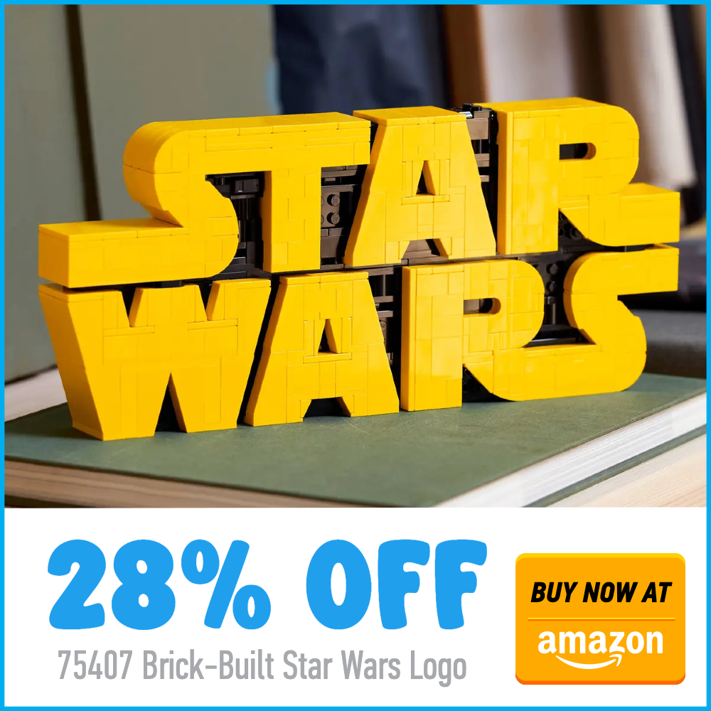 LEGO Star Wars 75407 Brick Built Star Wars Logo Amazon 28 off deal card
