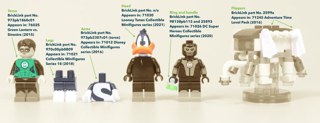How to build your own LEGO Green Loontern minifigure Daffy Duck Green Lantern 15