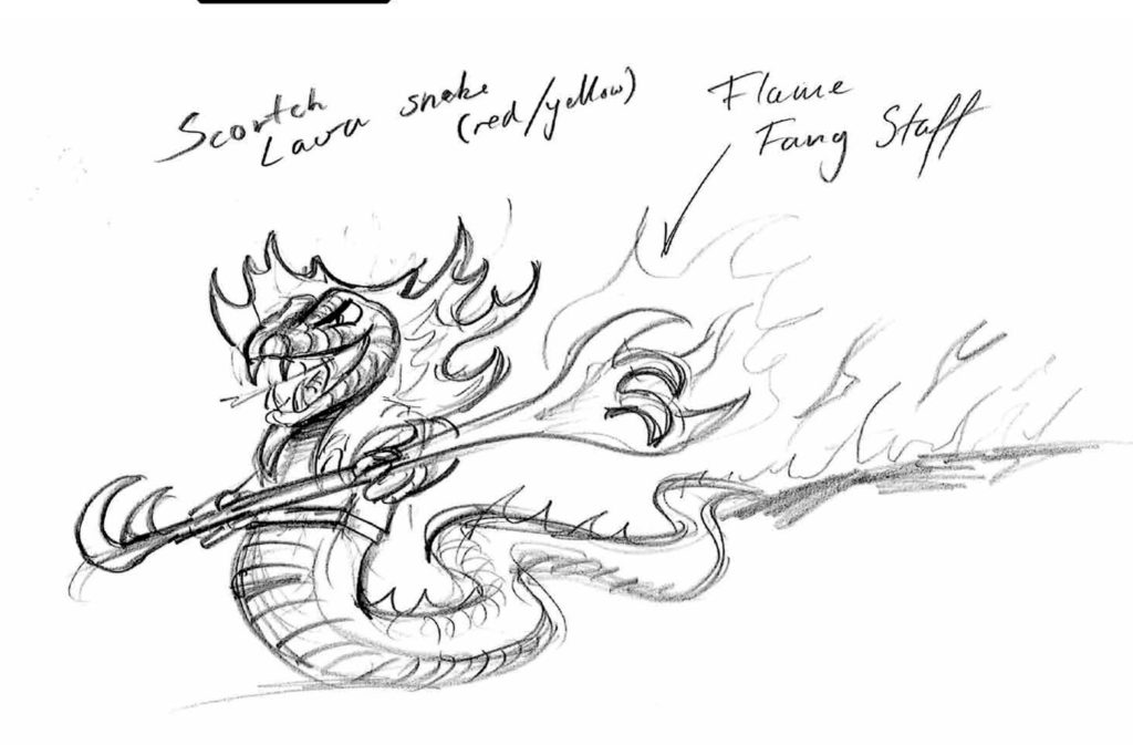 First sketches of the 5 snake tribes in Rise of the Snakes each tribe would have a different power hypnosis biting etc.  2012 01