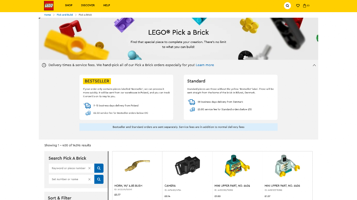 LEGO Pick a Brick selection receives impressive visual update