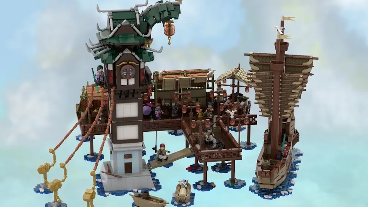 Two fan designers team up to translate Genshin Impact's Liyue Harbor into LEGO bricks